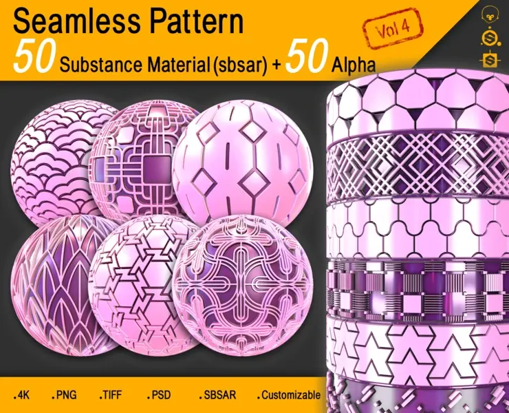 50 Seamless Pattern + Alpha (4K) Vol 4