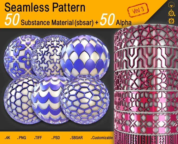 50 Seamless Pattern + Alpha (4K) Vol 3