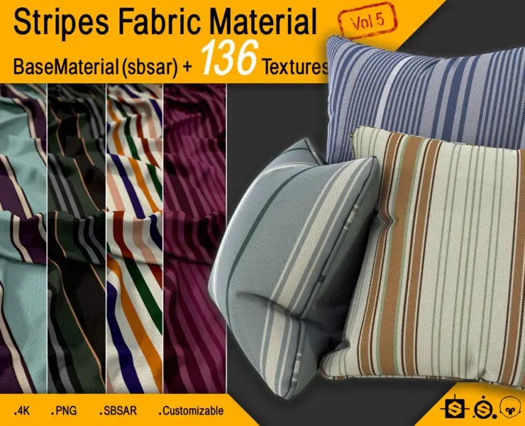 Stripes Fabric Material + 136 Textures (4K) Vol 5