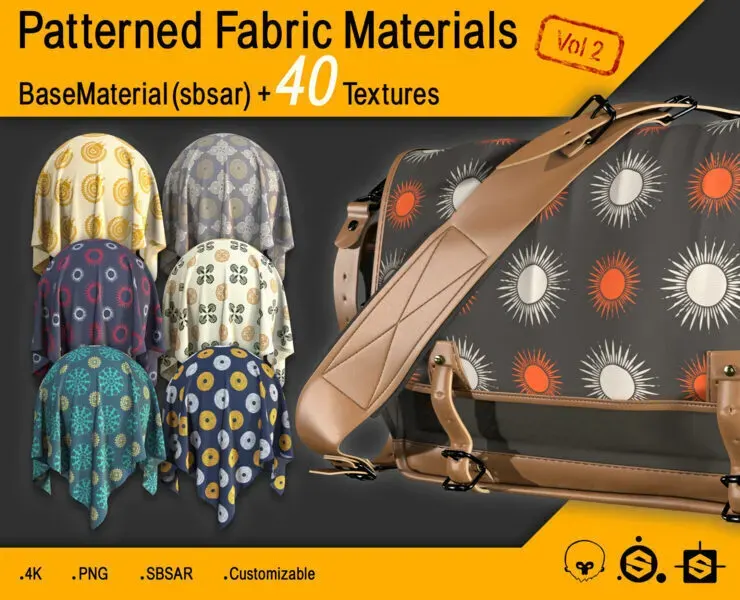 Patterned Fabric Materials + 40 Textures (4K) Vol 2