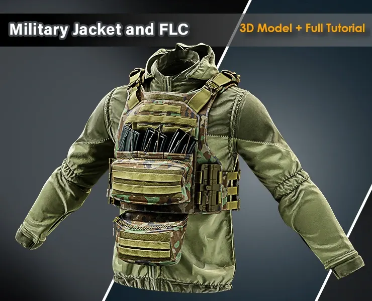 Military Jacket and FLC / 3D Model+Full Tutorial