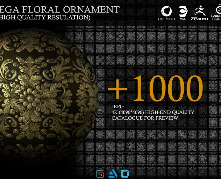 +1000 (Mega Pack) Floral Alpha Ornament