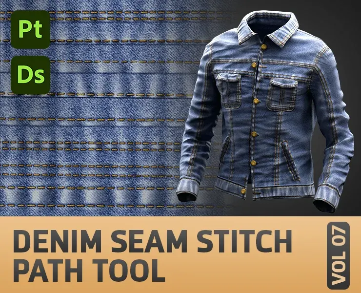 Denim Seam/Stitch Tool (Path Tool) - Fabric & Cloth VOL 07