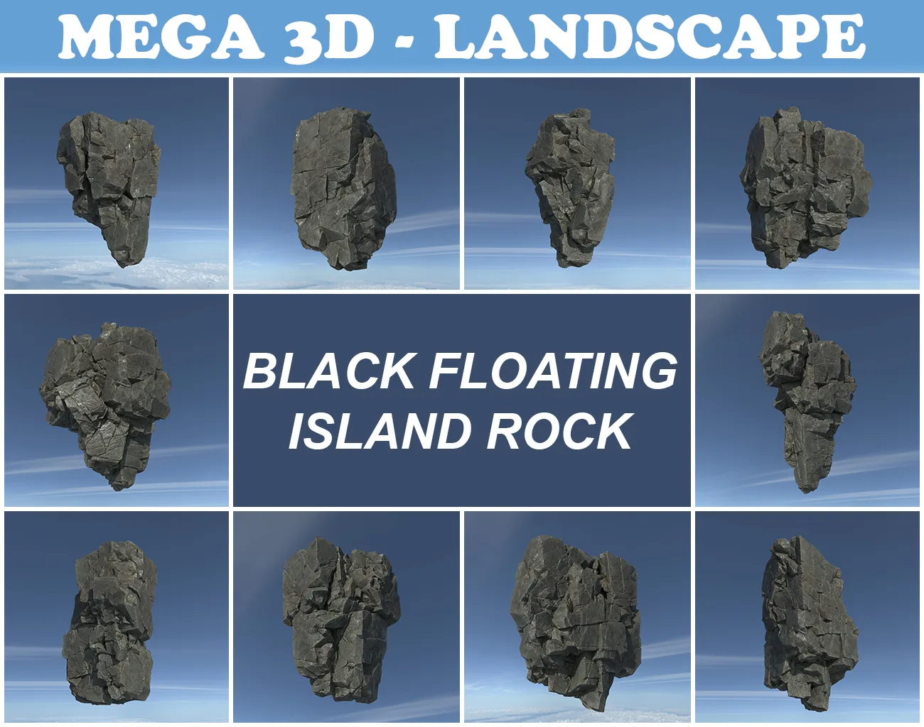 Low poly Floating Island Rock Pack 211205