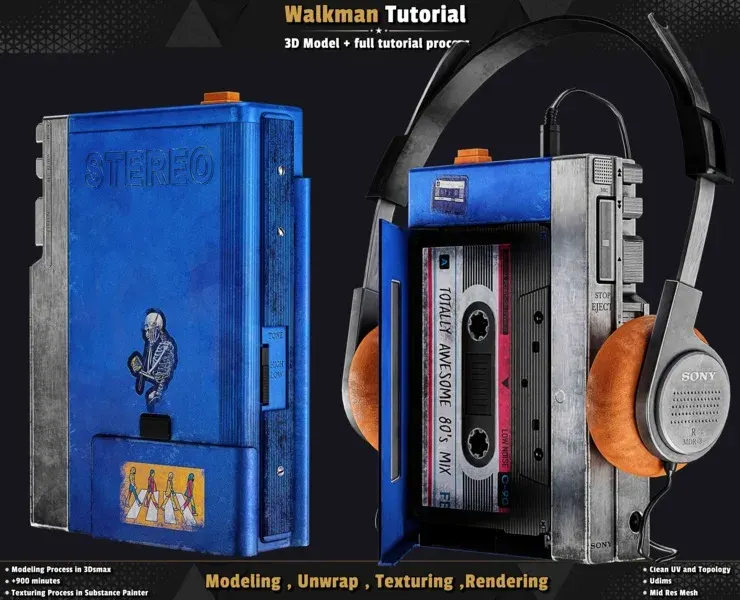 Sony Walkman / 3D Model + Full Tutorial Process.=