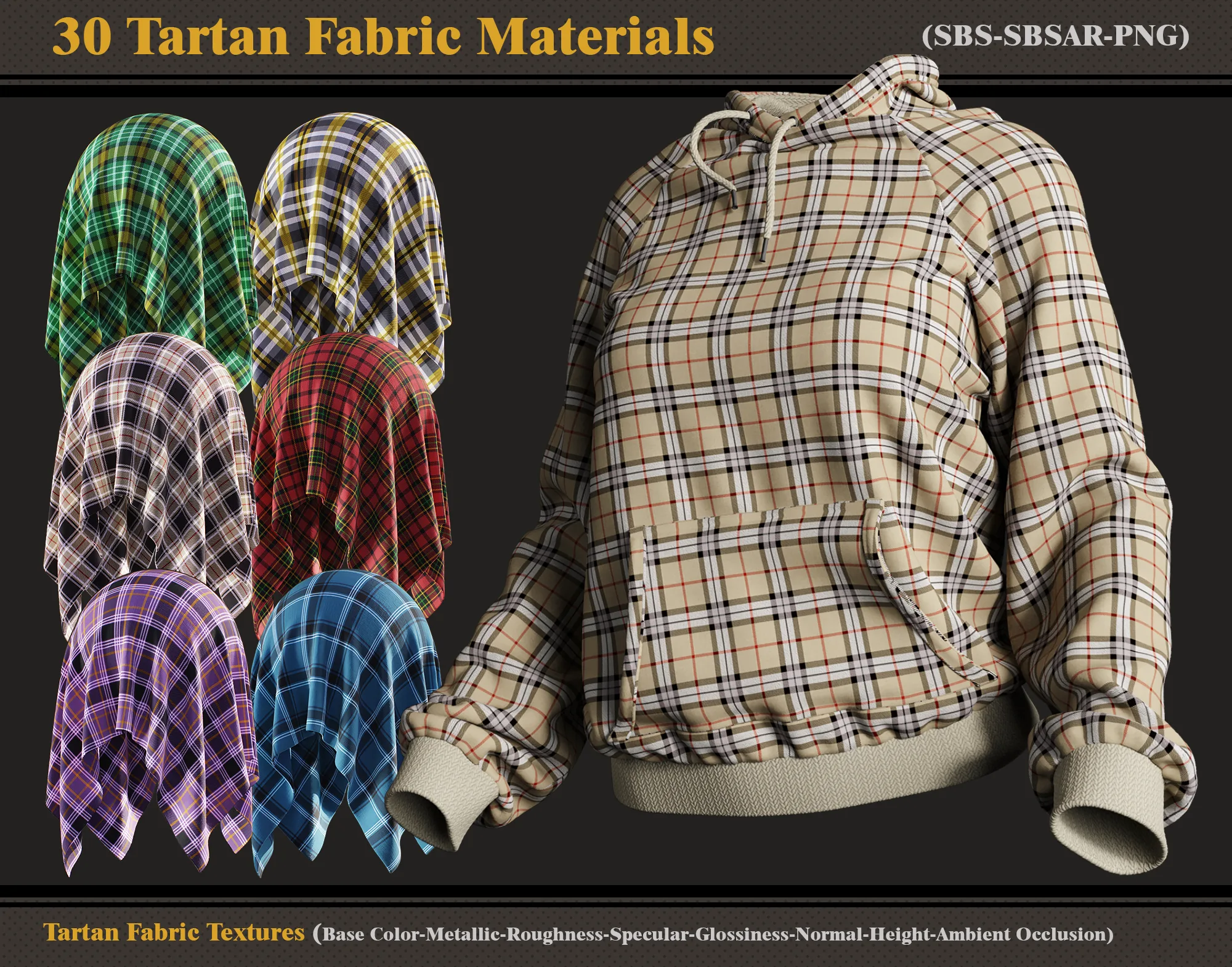 30 Tartan Fabric Materials + Textures