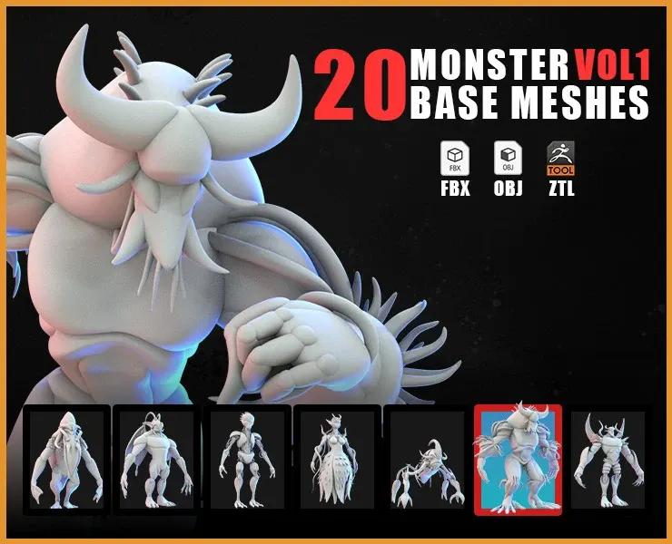 20 Monster Base Mesh (Creature) - VOL 01