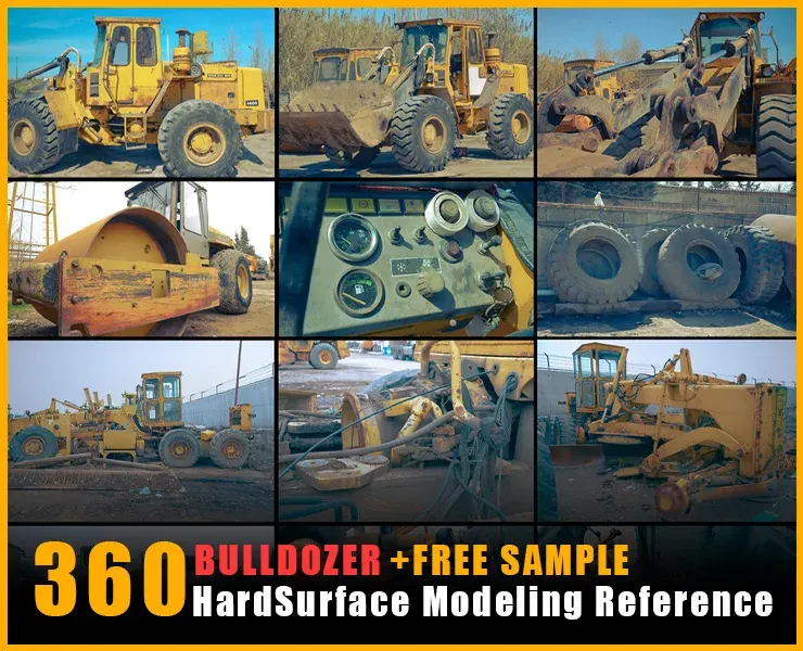 360 Hard surface Modeling Reference Pictures Bulldozer Vol 03