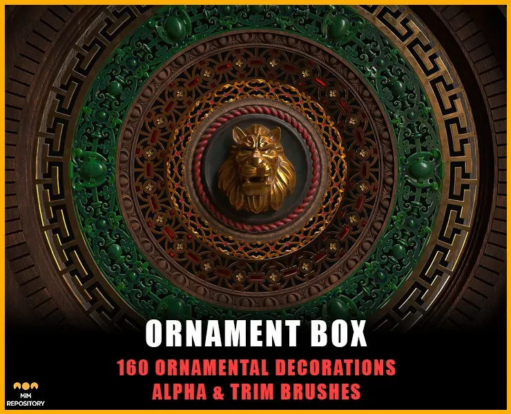 Ornament Box - 160 Ornamental Decorations - Alpha and Trim Brushes