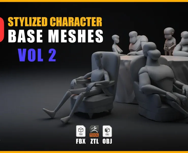 30 stylized character Base Meshes _ vol2