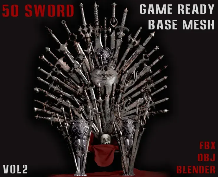 50 Sword Game Ready Base Mesh - Vol02