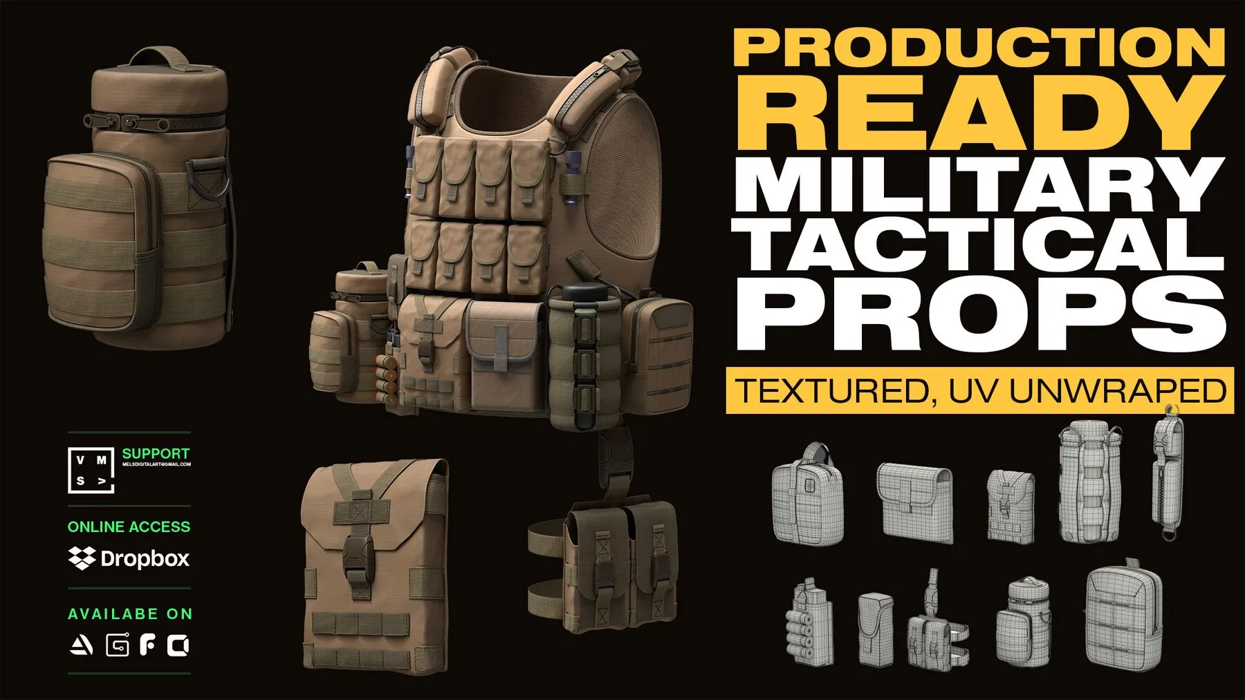 Military Tactical Props UV : Textured