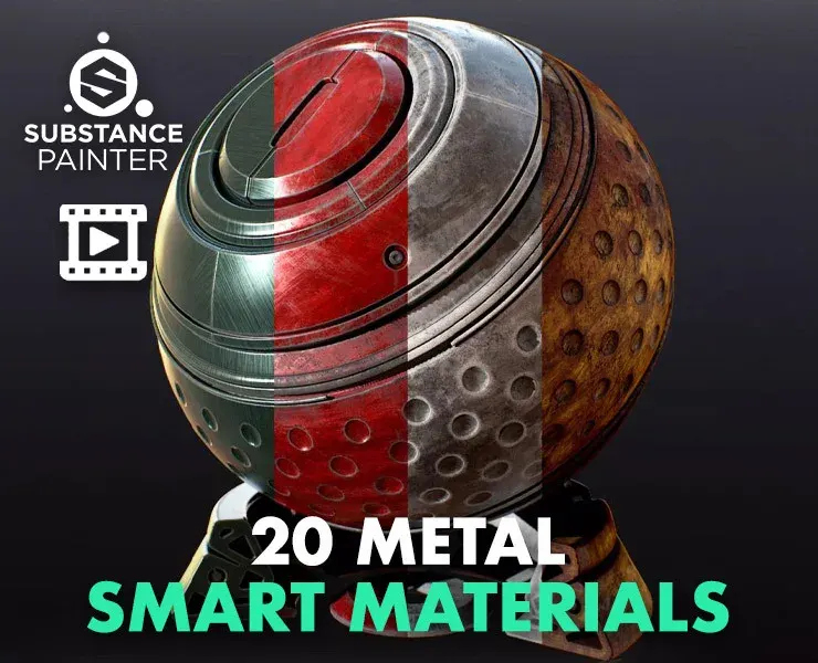 30 Metal Smart Materials + PBR Textures + Free Video Tutorials