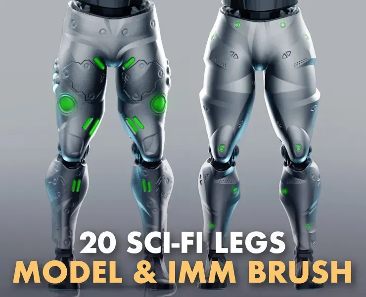 20 Scifi Legs KitBash with Uvs - Plus Low poly and High Poly