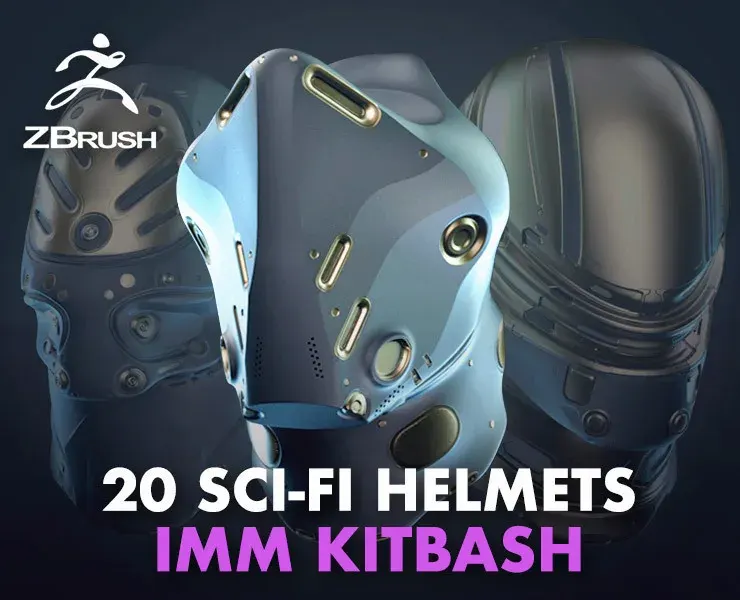20 Sci-Fi Helmets KitBash with UVs - Plus Low poly and High Poly