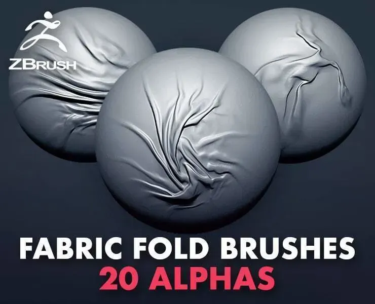 20 Fabric Fold Brushes Alphas/Normalmaps