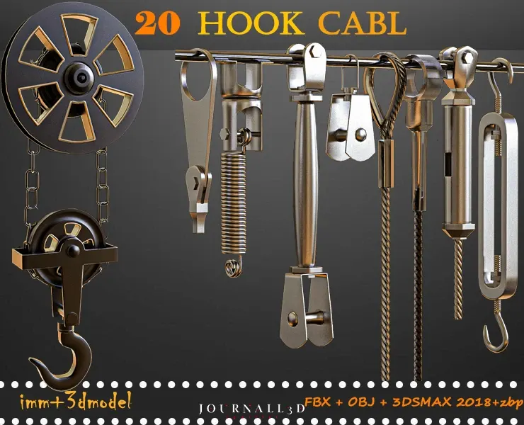 20 hook cable 3dmodel + imm