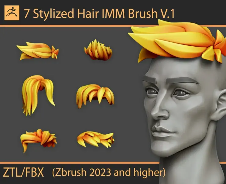 Stylized Hair IMM Brushes V.1