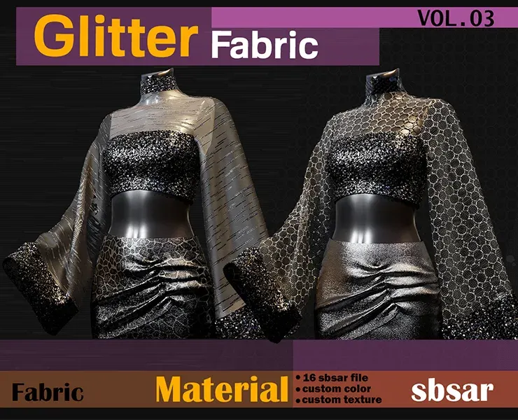 Glitter Fabric Material -SBSAR -custom color -custom fabric texture -VOL 03