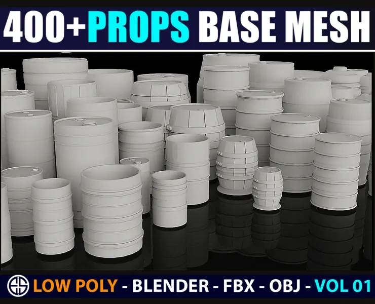 400 Props base mesh - Low Poly Model