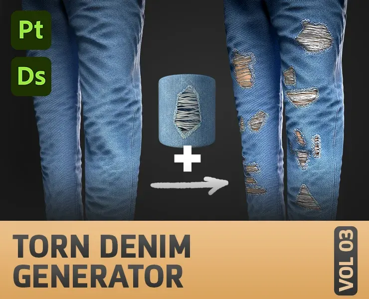 Torn Denim Generator (Fully Adjustible Material) - SBSAR,SBS