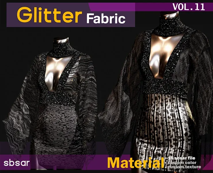 Glitter fabric Material -SBSAR -custom color -custom fabric -VOL 11