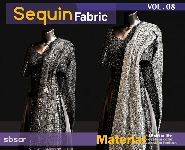 Sequin fabric Material -SBSAR -custom color -custom fabric -VOL 08