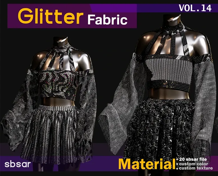 Glitter fabric Material -SBSAR -custom color -custom fabric -VOL 14