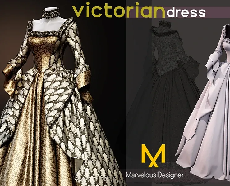 Victorian dress(outfit) - Marvelous designer_ (Vintage collection) VOL02