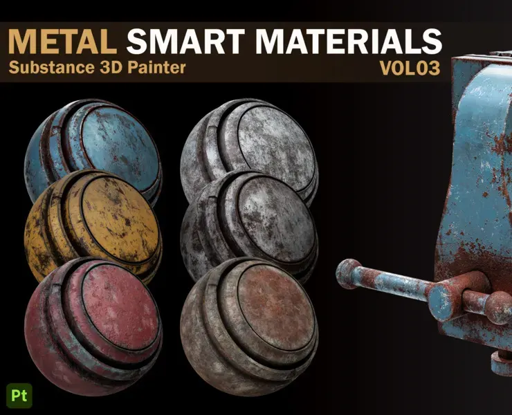 21 Metal Damaged Smart Materials _VOL 03 _Substance 3D Painter