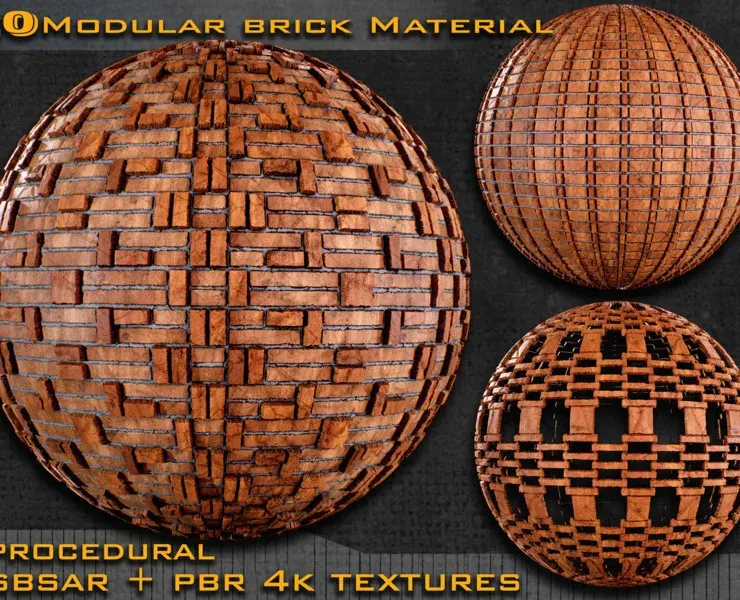 20 Modular brick Material Sbsar + 4k texture maps