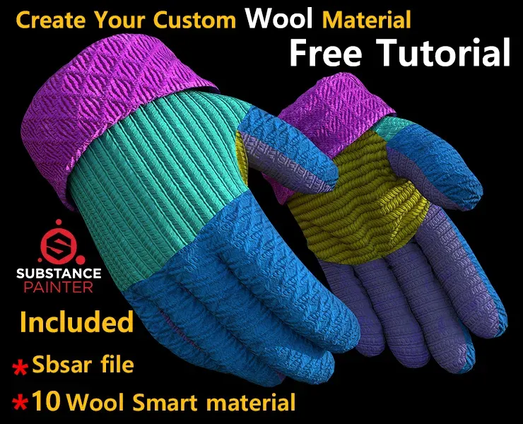 Create wool material in substance painter + Sbsar + 10 wool smart material