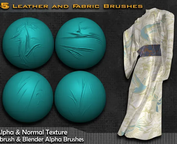 45 Fabric And Leather Brushes + Alpha And Normal Texture