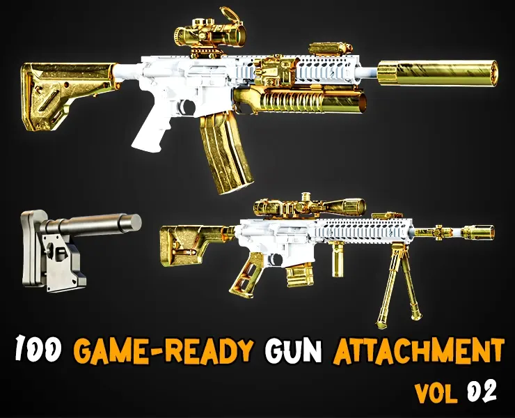 100 Game-Ready Gun Attachments - Vol 02