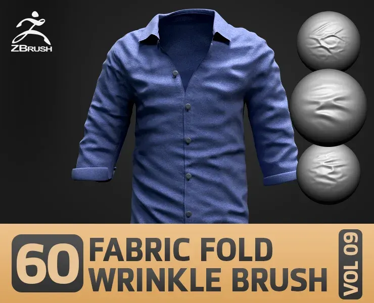 60 Fabric/Cloth Wrinkle and Fold Brush (VDM Brush and Alpha) - Fabric & Cloth VOL 09