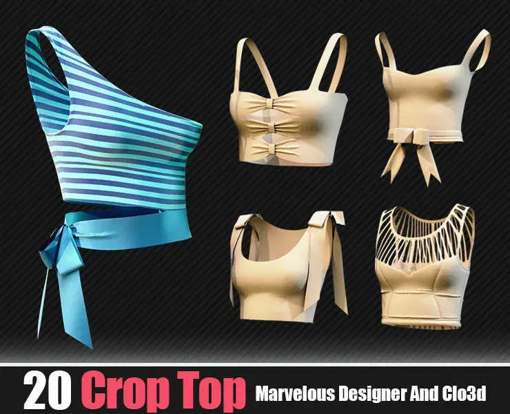 20 Crop Top Women (CLO3D, MD PROJECTS+OBJ+FBX) Vol 01