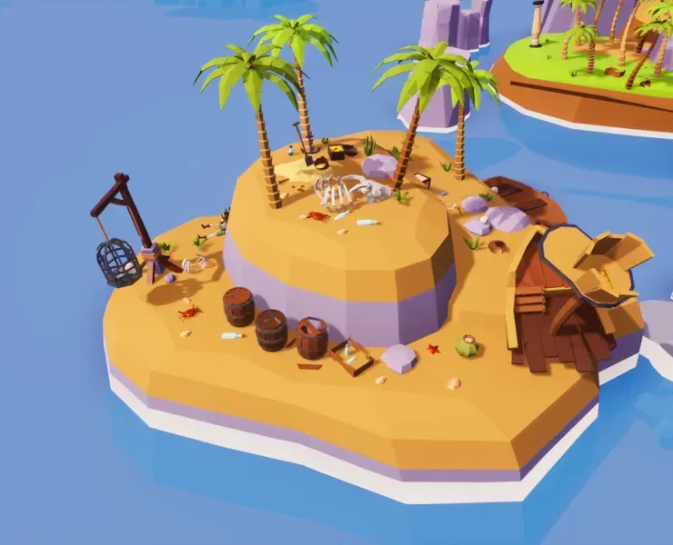 Low Poly Tropical Pirate Island RG