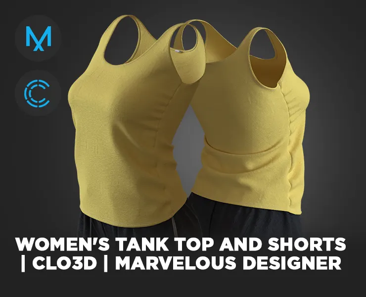 Women's Tank Top and Shorts | clo3d | marvelous designer