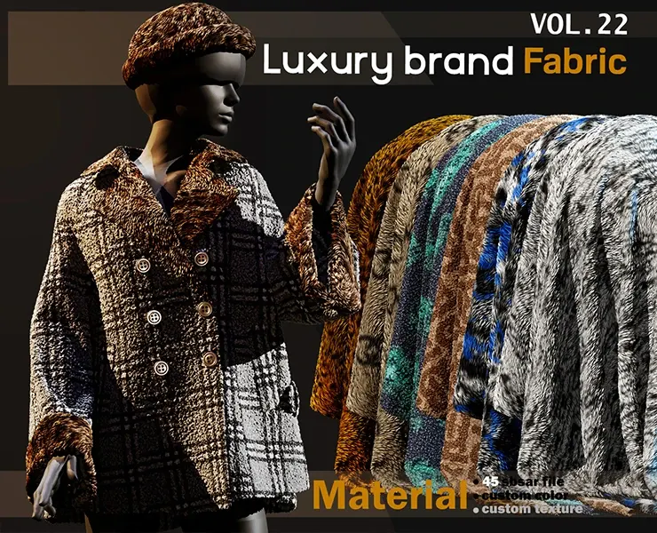 50 Luxury brand fabric Material(fur and plush) -SBSAR -custom color -custom fabric -VOL 22