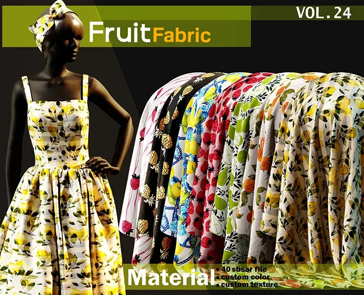 fruit fabric(summer fabric) Material -SBSAR -custom color -custom fabric -VOL 24