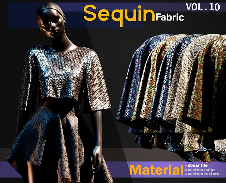 Sequin fabric Material -SBSAR -custom color -custom fabric -VOL 10