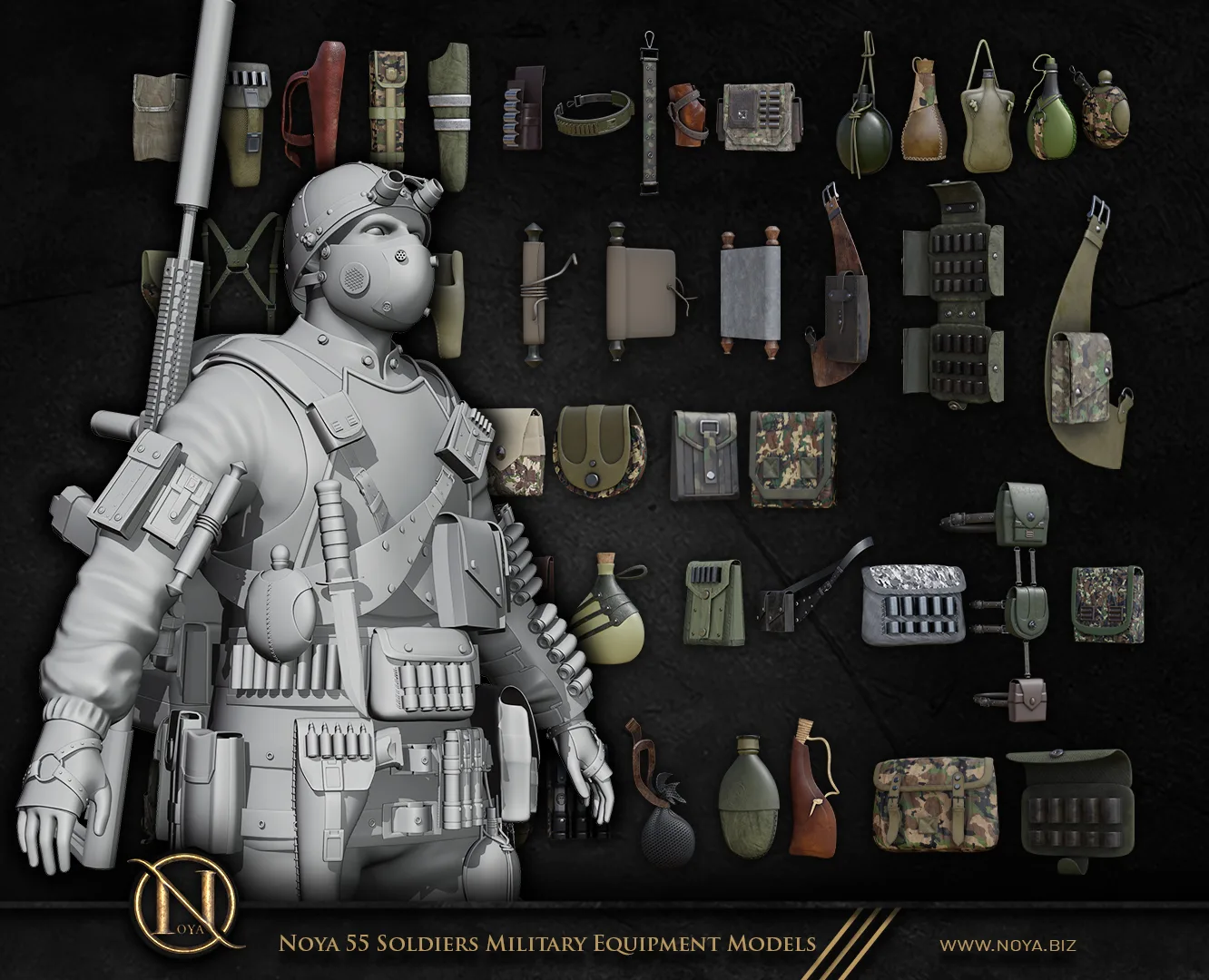 55 Soldiers Military Equipment Models With Textures