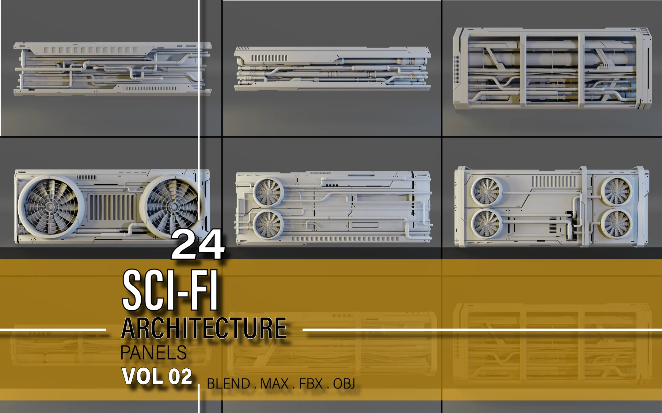 24 + scifi architecture / kitbash panels pack/vol 02