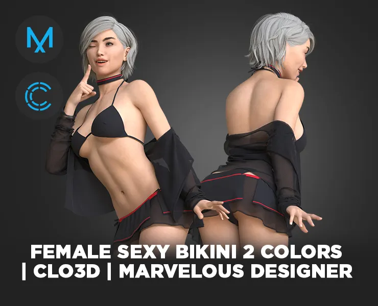 Female sexy bikini 2 colors | clo3d | marvelous designer