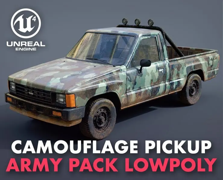 Camouflage Pickup Army Pack Lowpoly