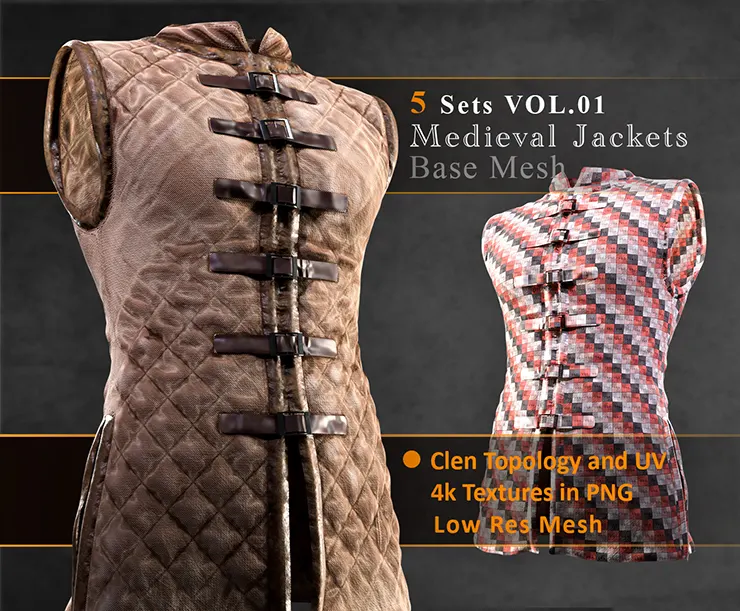 Medieval Style Jackets Base Mesh Vol 01