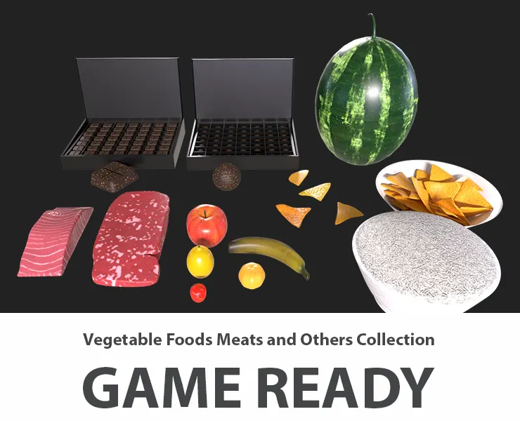 Vegetable Foods Meats and Others Collection - Game Ready