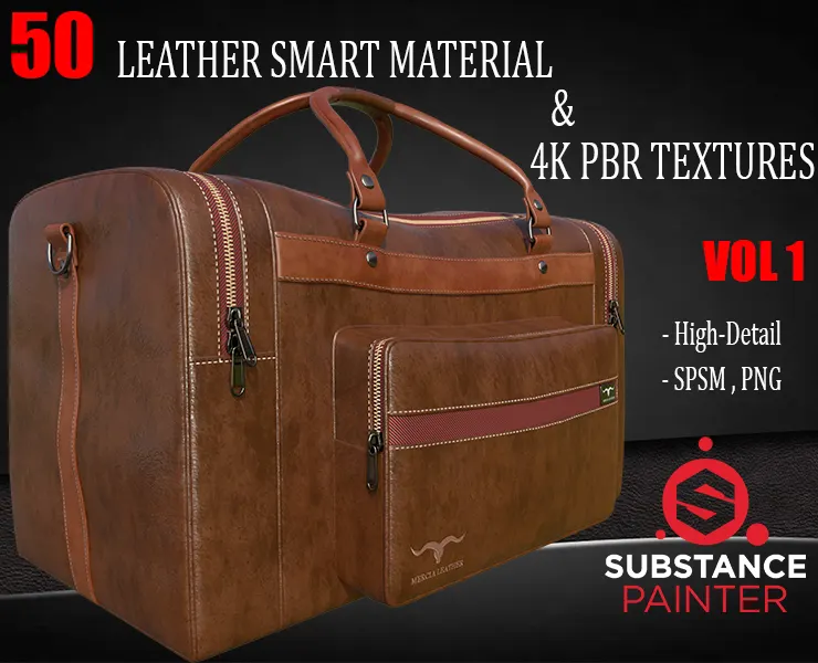 50 Leather Smart Material + 4K PBR Texture Vol 1