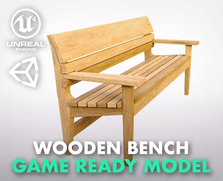 Wooden Bench V01 - Game Ready Model