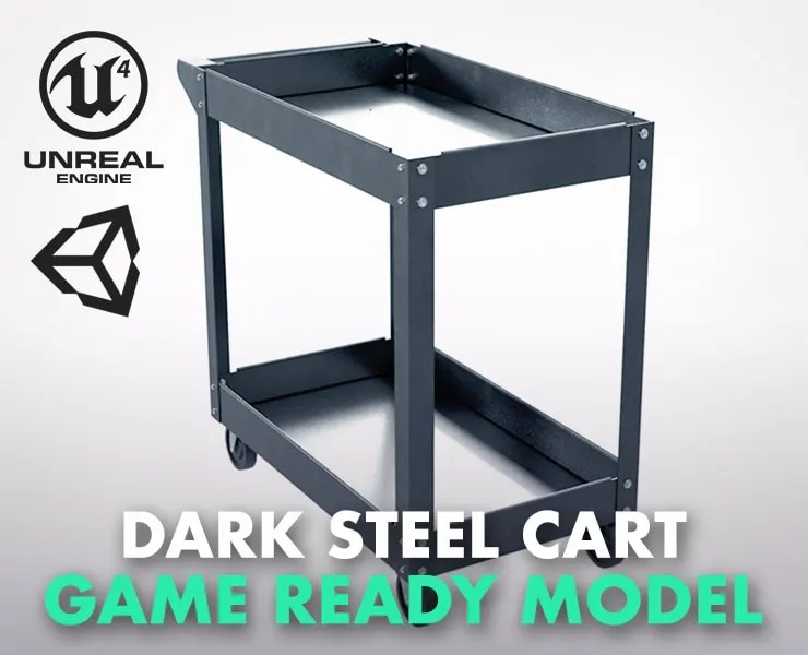 Dark Painted Steel Cart - Game Ready Model
